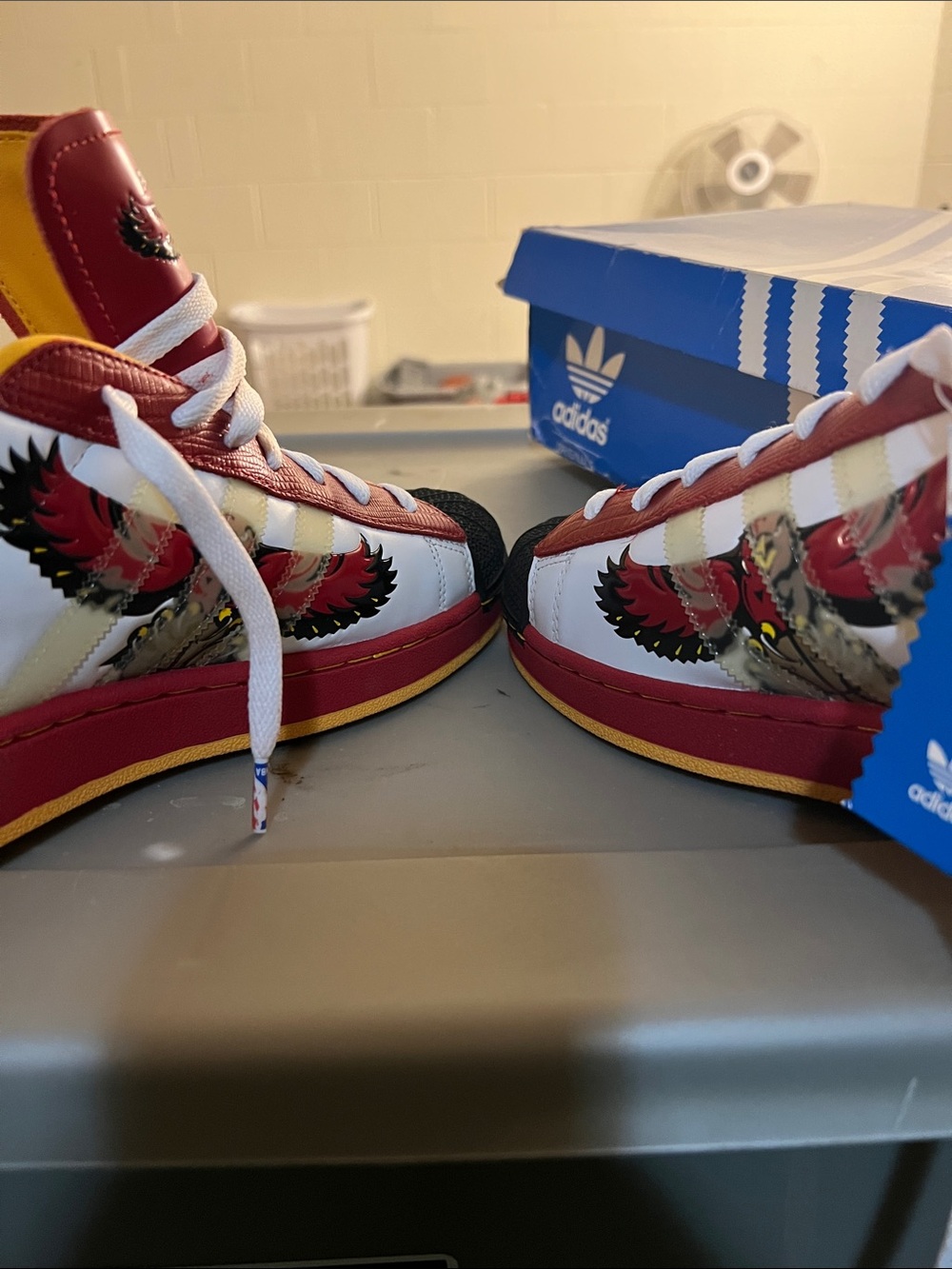 ATL rare sz 14 adidas Men’s Red, Black & White Superstar Sneakers